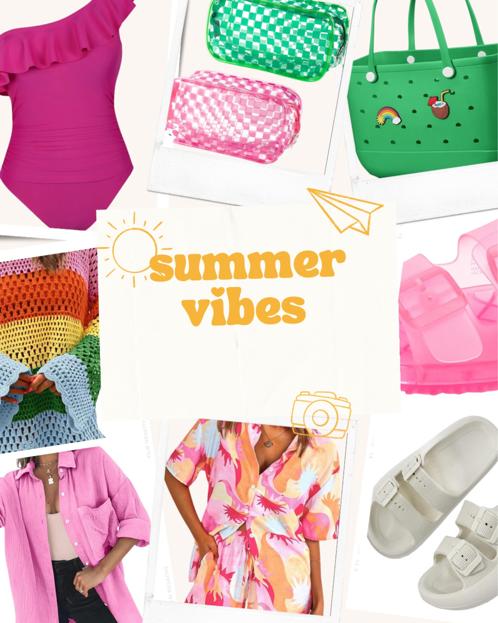 Summer essential for any vacation, pool day or beach trip. The last one that looks like jeans are the slide sandals. I’m not sure why the picture shows jeans. Just click the jeans and it should take you to the correct link. 
 #amazon #vacay #LTKstyletip #LTKswim

#LTKSeasonal