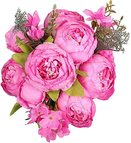 Luyue Vintage Artificial Peony Silk Flowers Bouquet Home Wedding Decoration (Rose Red) | Amazon (US)