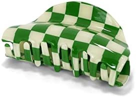 Two Oh One Checkered Hair Clip Claw Acrylic Strong Hold Women's Accessory for all Hair Type, Gree... | Amazon (US)