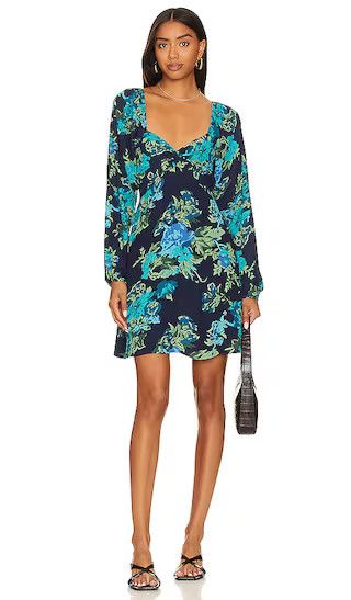 Amias Mini Dress in Escala Floral & Navy | Wedding Guest Dress Fall | Black And Blue Dress | Revolve Clothing (Global)