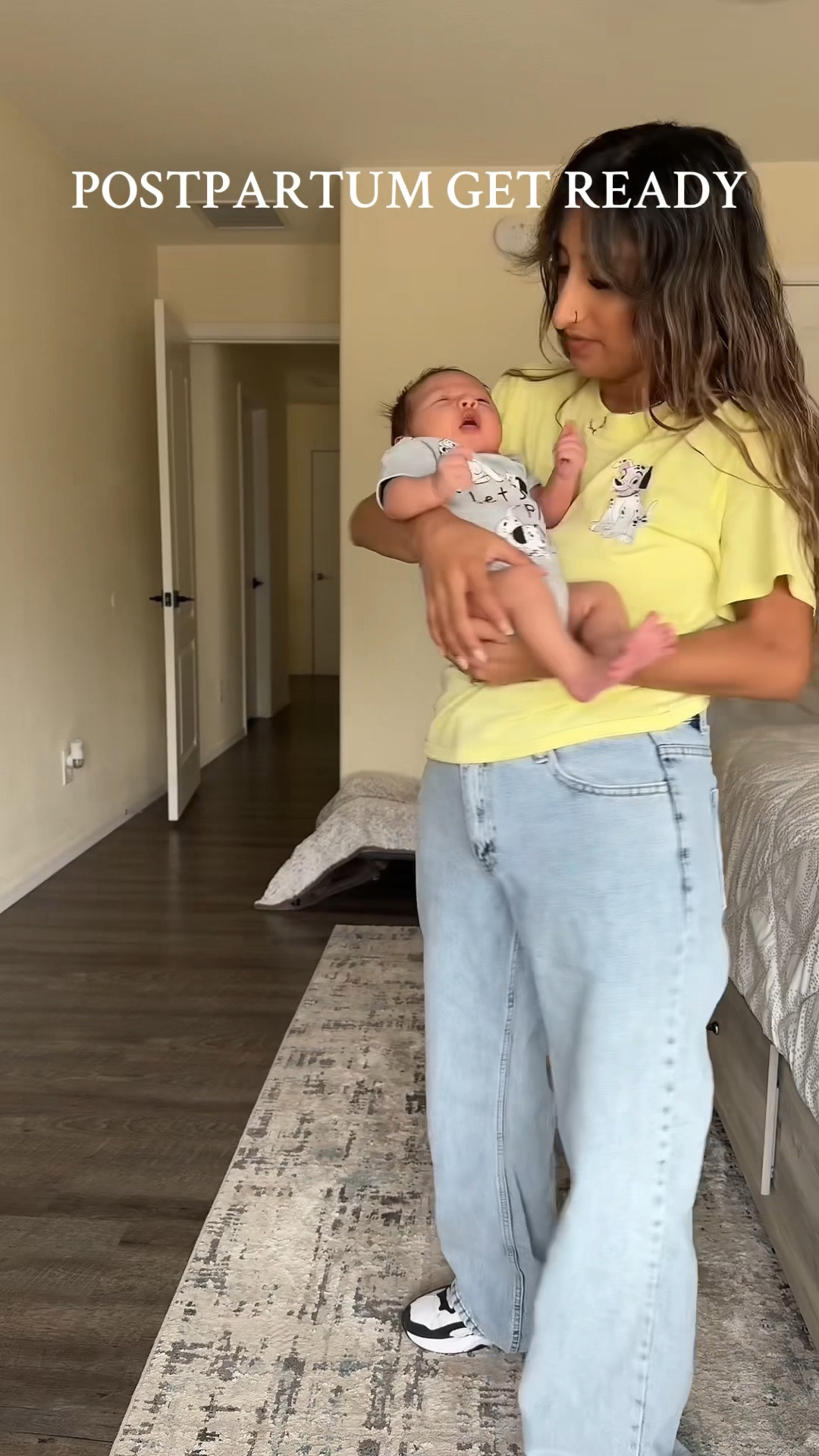 These are truly the only jeans that *barely* fit me. I bought them 2 sizes bigger when I did my maternity photoshoot to wear them open and I’m glad I did because now I at least have 1 pair of pants. Zakyah matching with his momma, Dalmatian style🐾 
For breastfeeding purposes oversized shirts are best right now. 💙 #postpartum #breastfeeding  

#LTKBaby #LTKPetite #LTKBump