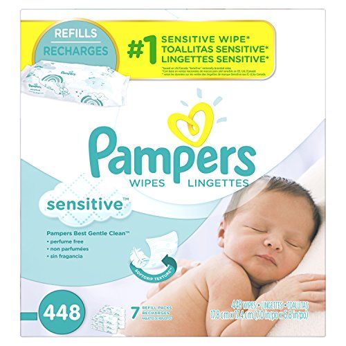 Pampers Sensitive Water Baby Wipes 7X Refill Packs, 448 Count | Amazon (US)