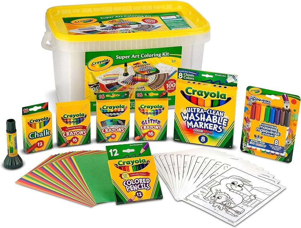 Crayola Super Art Coloring Kit (100+ Pcs), Arts & Crafts Set, Holiday Gift for Girls & Boys, Colo... | Amazon (US)