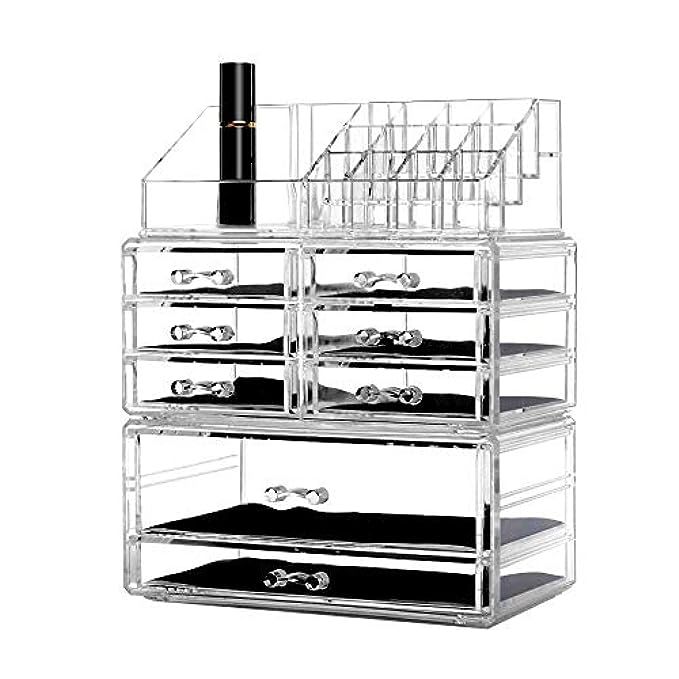 DreamGenius Clear Acrylic 4 Tier Drawers and 16 Grid Stackable Cosmetic Makeup Storage Cube Organize | Amazon (US)