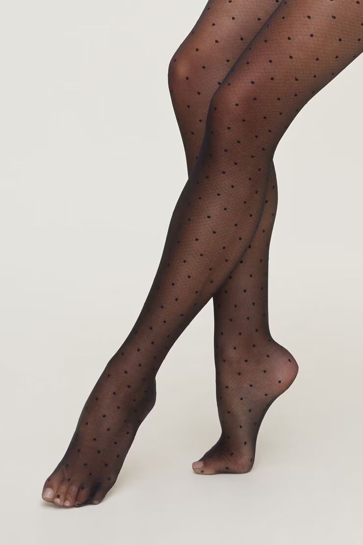 Sheer Polka Dot Fishnet Tights | Dynamite Clothing