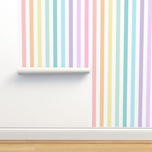 pastel rainbow stripes - gummy coordinate vertical rainbow - LAD23 Wallpaper bylittlearrowdesign9... | Spoonflower