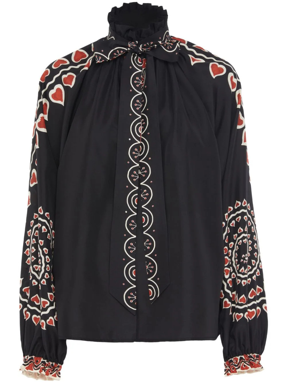 La DoubleJ Cerere silk Placée-print blouse - Black | Farfetch Global