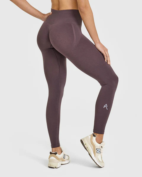 EffortlessLift™ Seamless Leggings with White Logo 
 Umber Brown | Oner Active (UK / US)