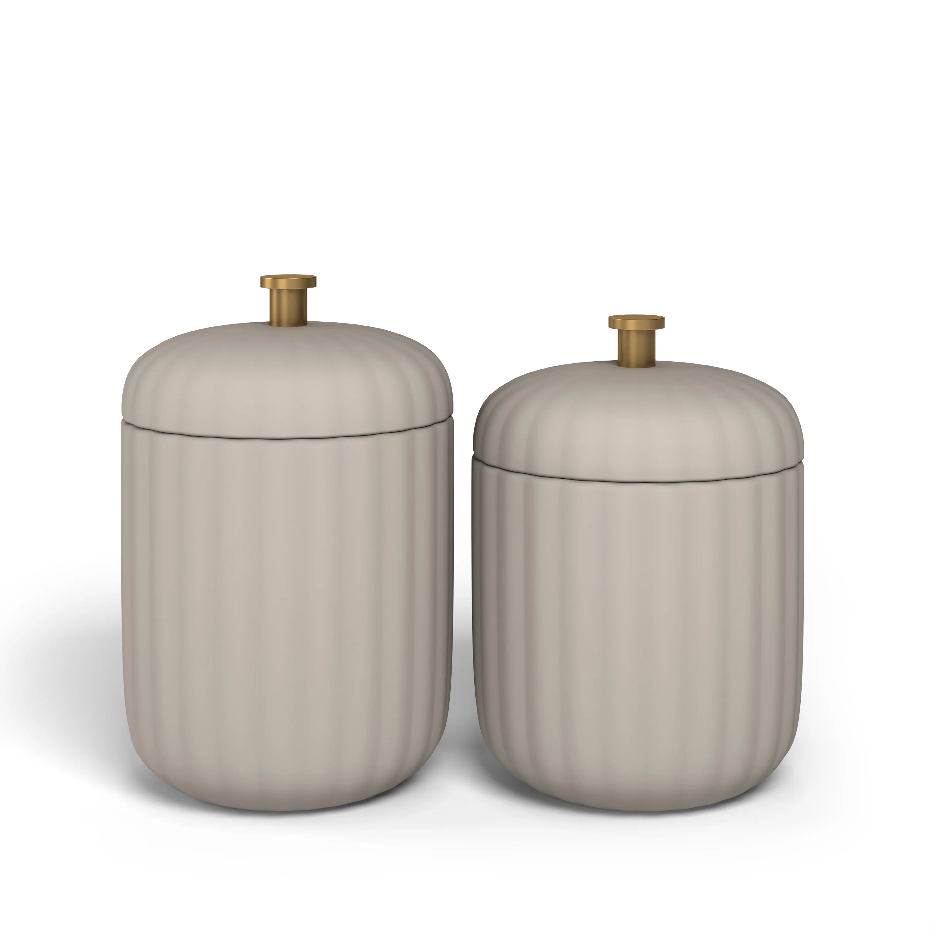Beautiful Fluted Stoneware 2-Piece Vanity Jar Set by Drew Barrymore, Porcini Taupe | Walmart (US)