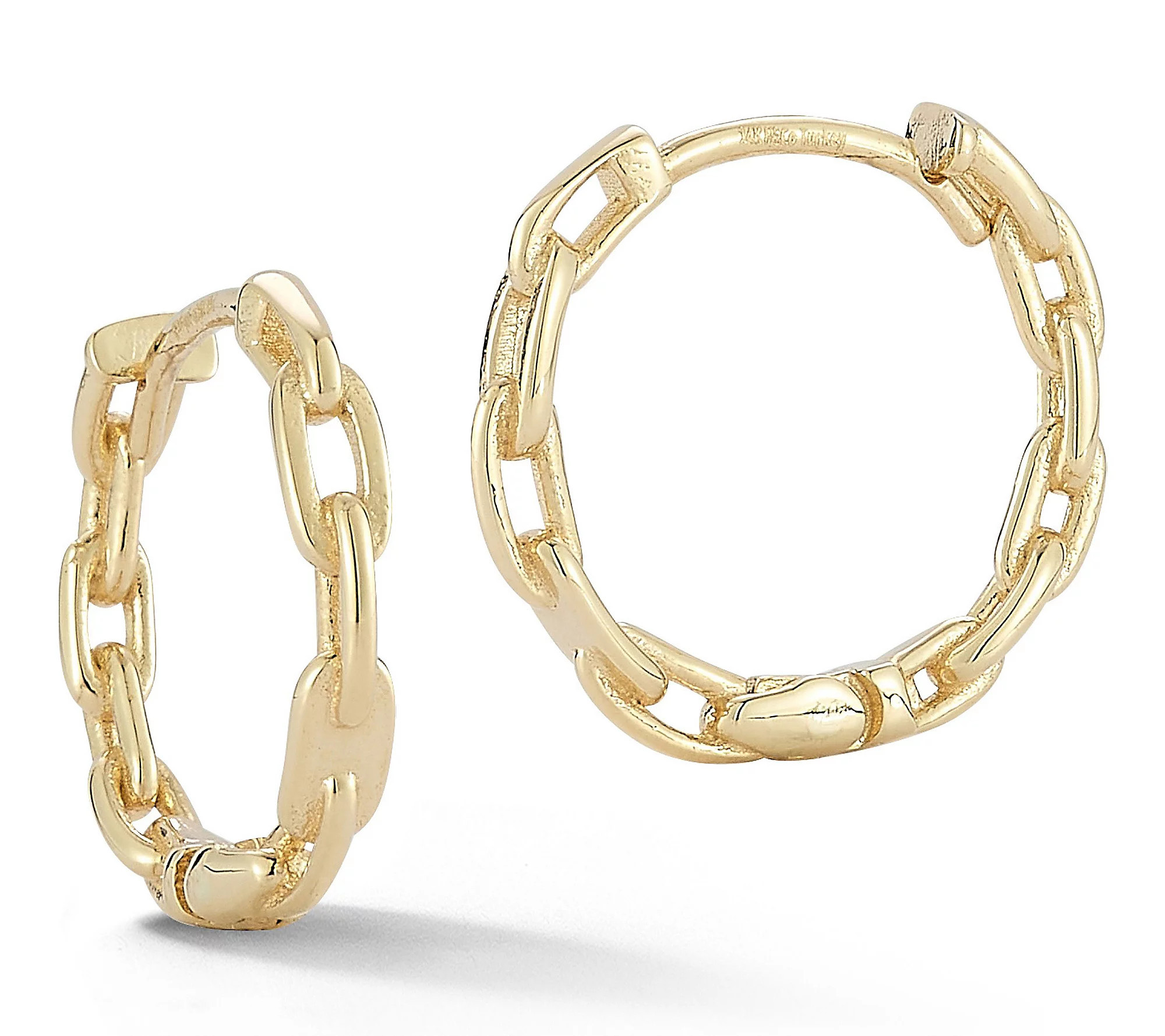 Luminosa Gold Round Oval Link Chain Hoop Earrings, 14K | QVC