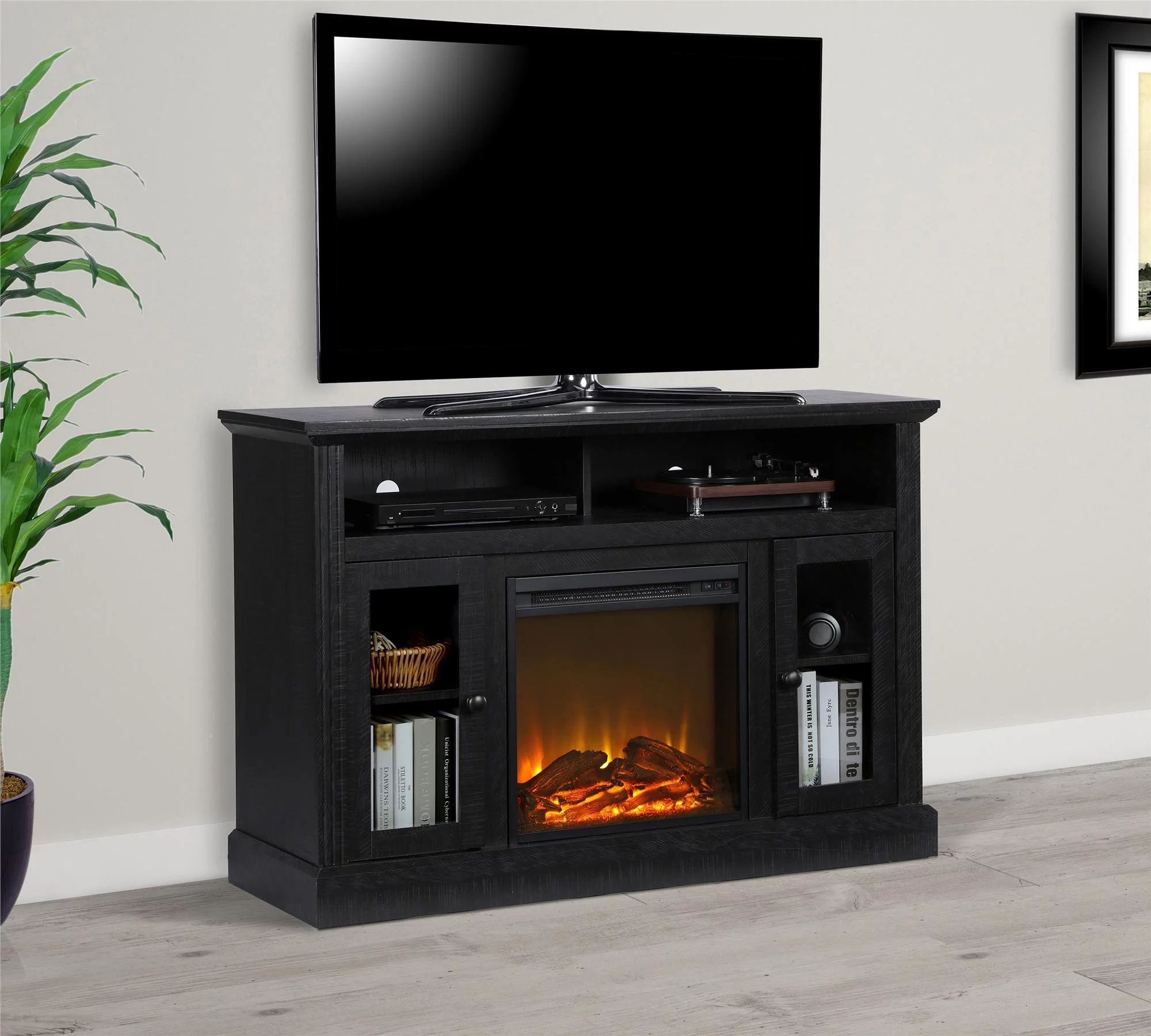 Ameriwood Home Chicago Fireplace TV Console for TVs up to 55", Black | Walmart (US)