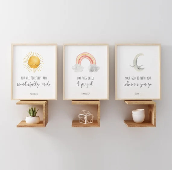 Joshua 1:9 Nursery Bible Verse Wall Art Wonderfully Made | Etsy | Etsy (US)