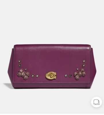 Coach 38967 Alexa Crystal Applique Turnlock Clutch Dark Berry NWT Org $195 | eBay US