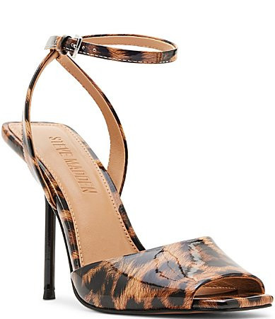 Steve Madden Lilac Patent Leopard Square Toe Ankle Strap Dress Sandals - 6.5 | Dillard's