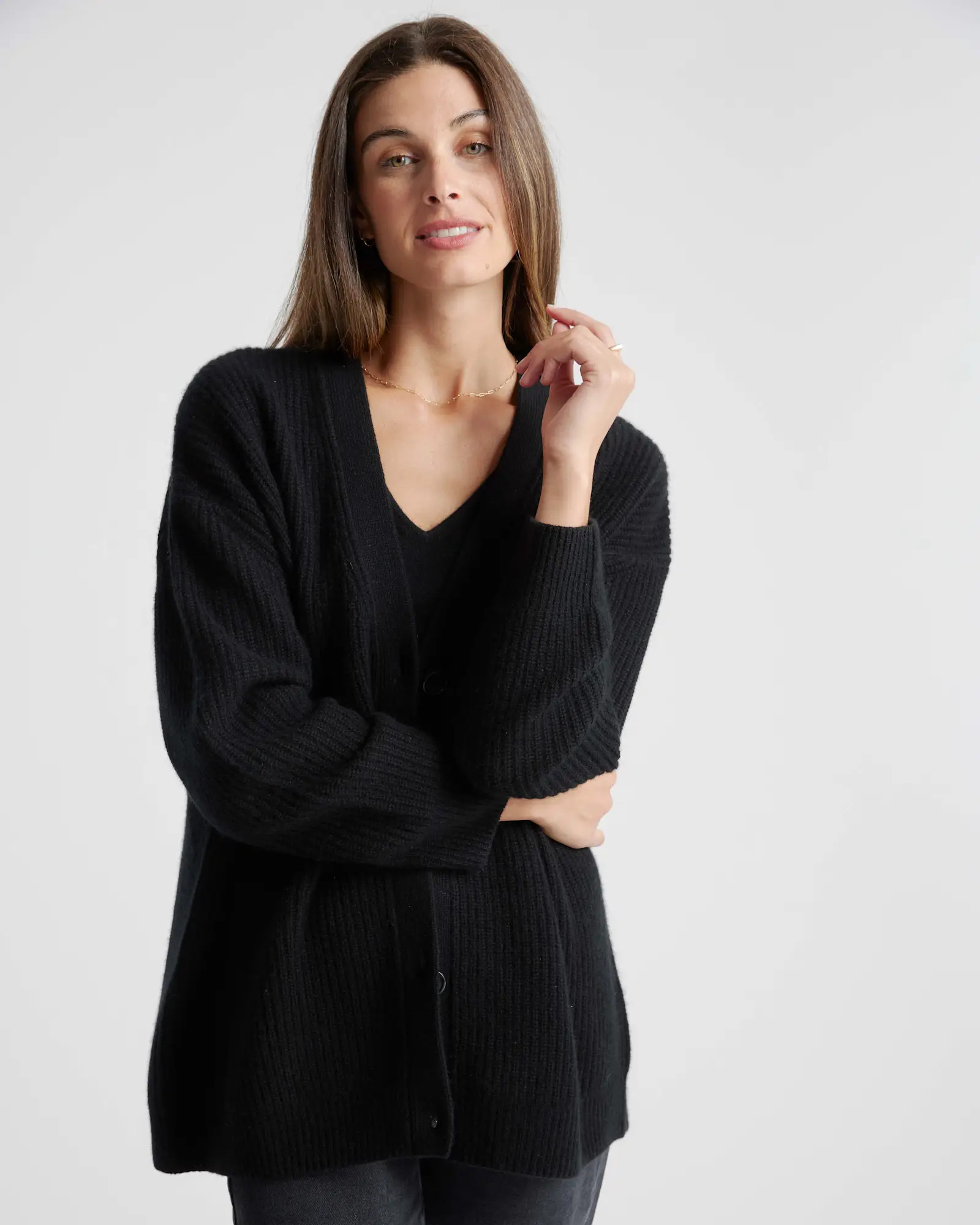 Mongolian Cashmere Oversized Boyfriend Cardigan Sweater | Quince