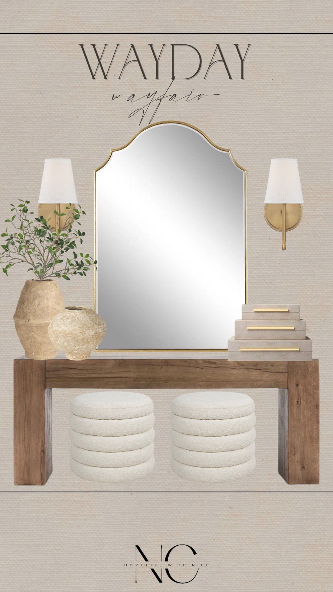All from Wayfair, and all on sale for their biggest sale of the year! Take advantage of Wayday now through Monday!
Entryway table 
Sofa table
Round ottoman
Decorative vase
Wall sconce
Wall mirror
Decorative boxes
#wayday #wayfair #wayfairsale #waydaysale #homedecor #neutraldecor #tablestyling #homerefresh

#LTKHome #LTKStyleTip #LTKSaleAlert
