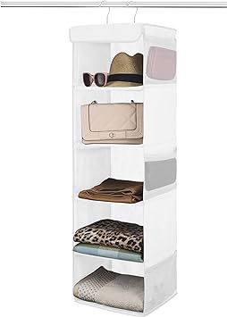 Zober 5-Shelf Hanging Closet Organizer - 6 Side Mesh Pockets Breathable Polypropylene Hanging She... | Amazon (US)
