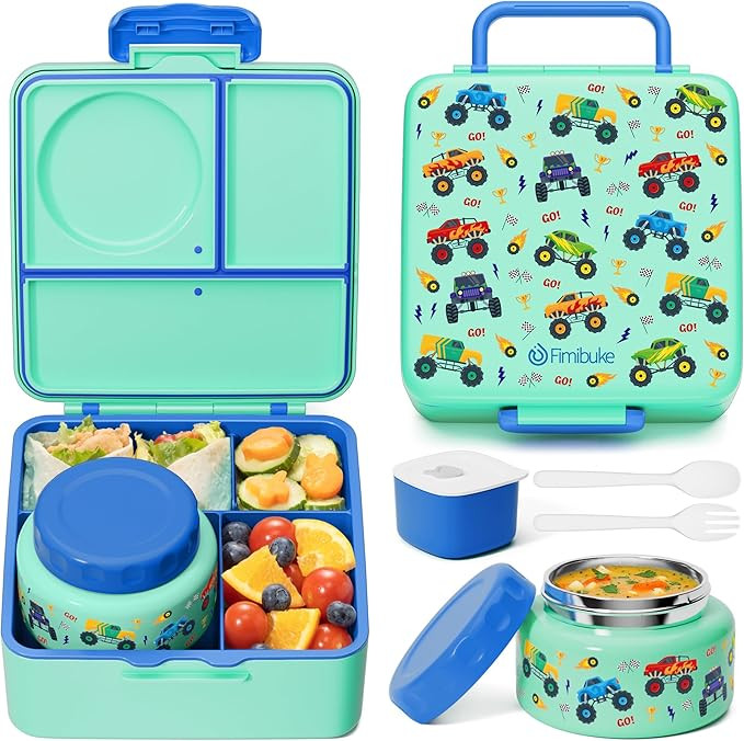 Fimibuke Bento Box for Kids Adult, BPA Free & Leakproof Toddler Lunch Box with 8.5oz Insulated Th... | Amazon (US)