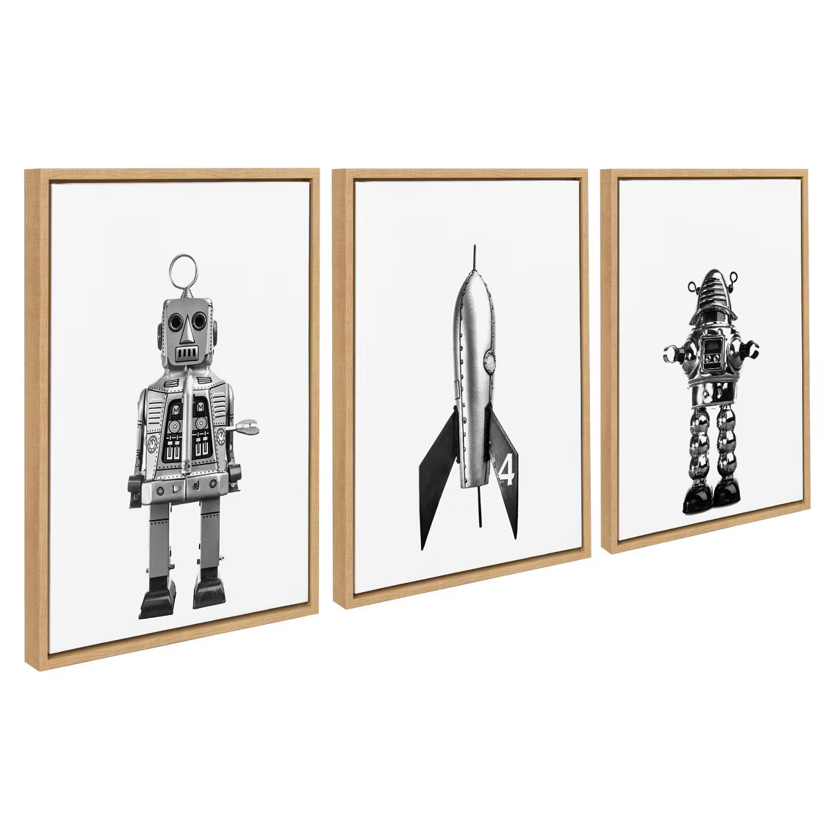 (Set of 3) 18" x 24" Sylvie Space Robot Canvas by Saint and Sailor Studios Natural - Kate & Laure... | Target