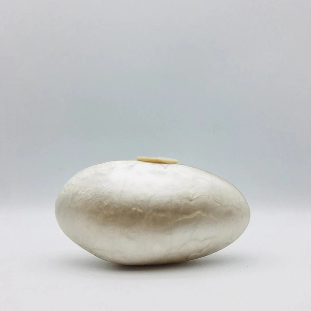 MAREN | Oyster shaped acrylic clutch | Pearl Acrylic Evening Bag | Designer | Clutch | Bridal Pur... | Etsy (US)