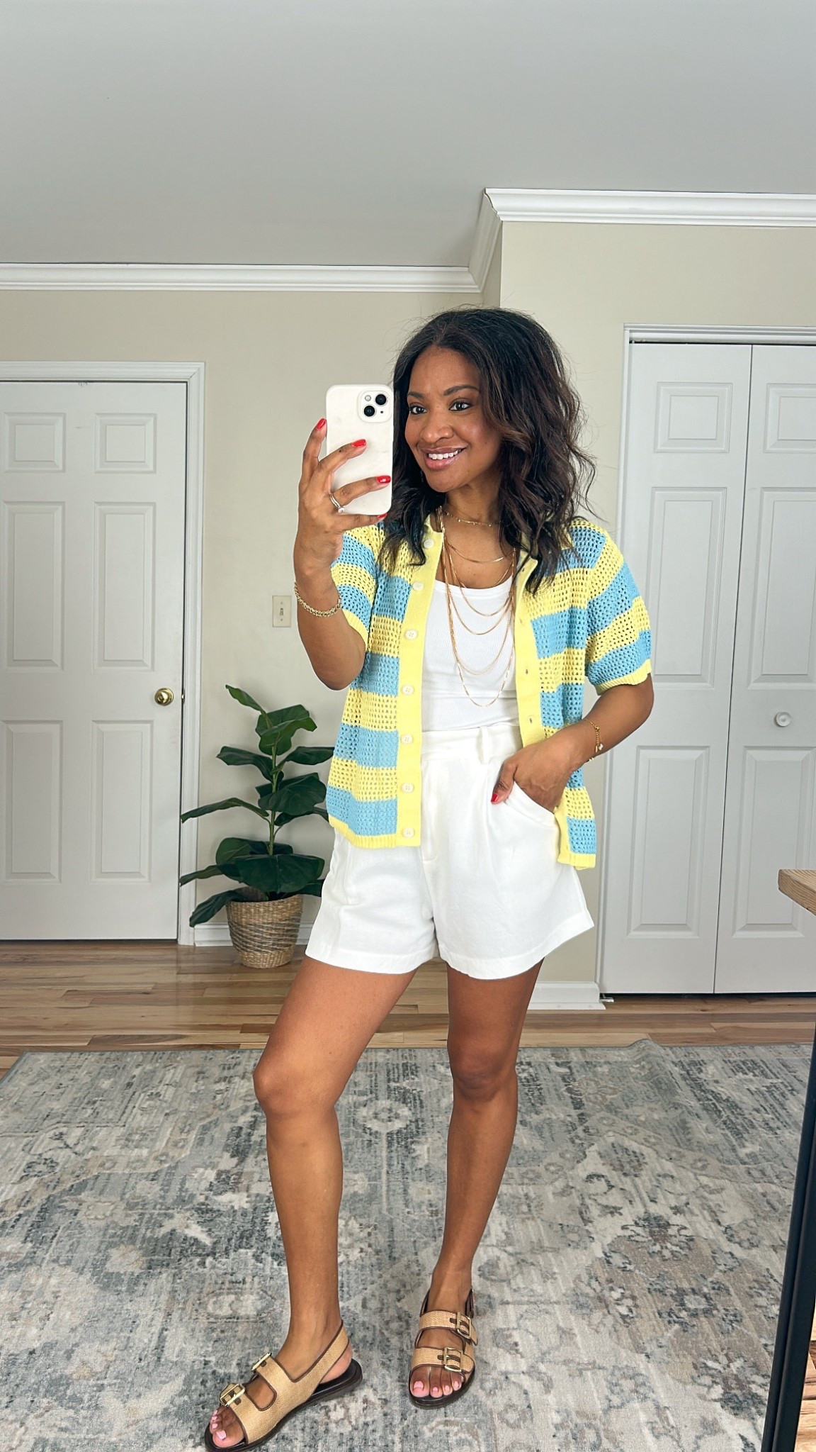 Wearing a size medium in the set. Linking similar white linen shorts 

#LTKSeasonal #LTKOver40