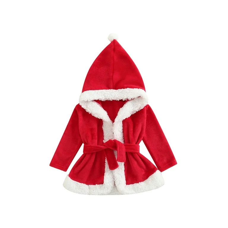LWXQWDS Christmas Toddler Baby Girls Bathrobe Sleepwear Santa Claus Plush Soft Hooded Robe Pajama... | Walmart (US)