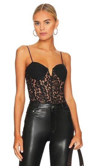 Anne Corded Lace Bodysuit in Black | Revolve Clothing (Global)