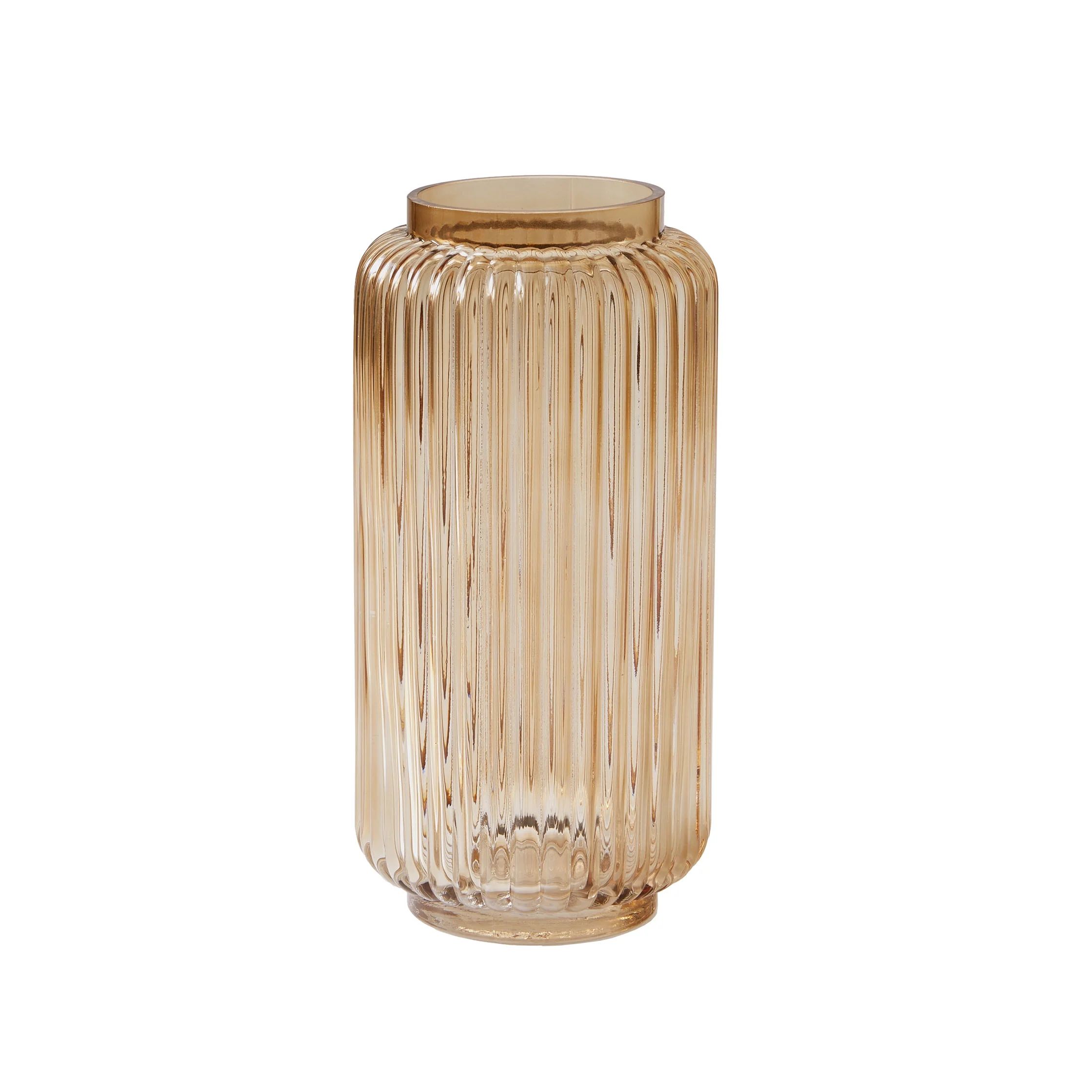 Better Homes & Gardens 10" Ribbed Glass Vase, Champagne - Walmart.com | Walmart (US)