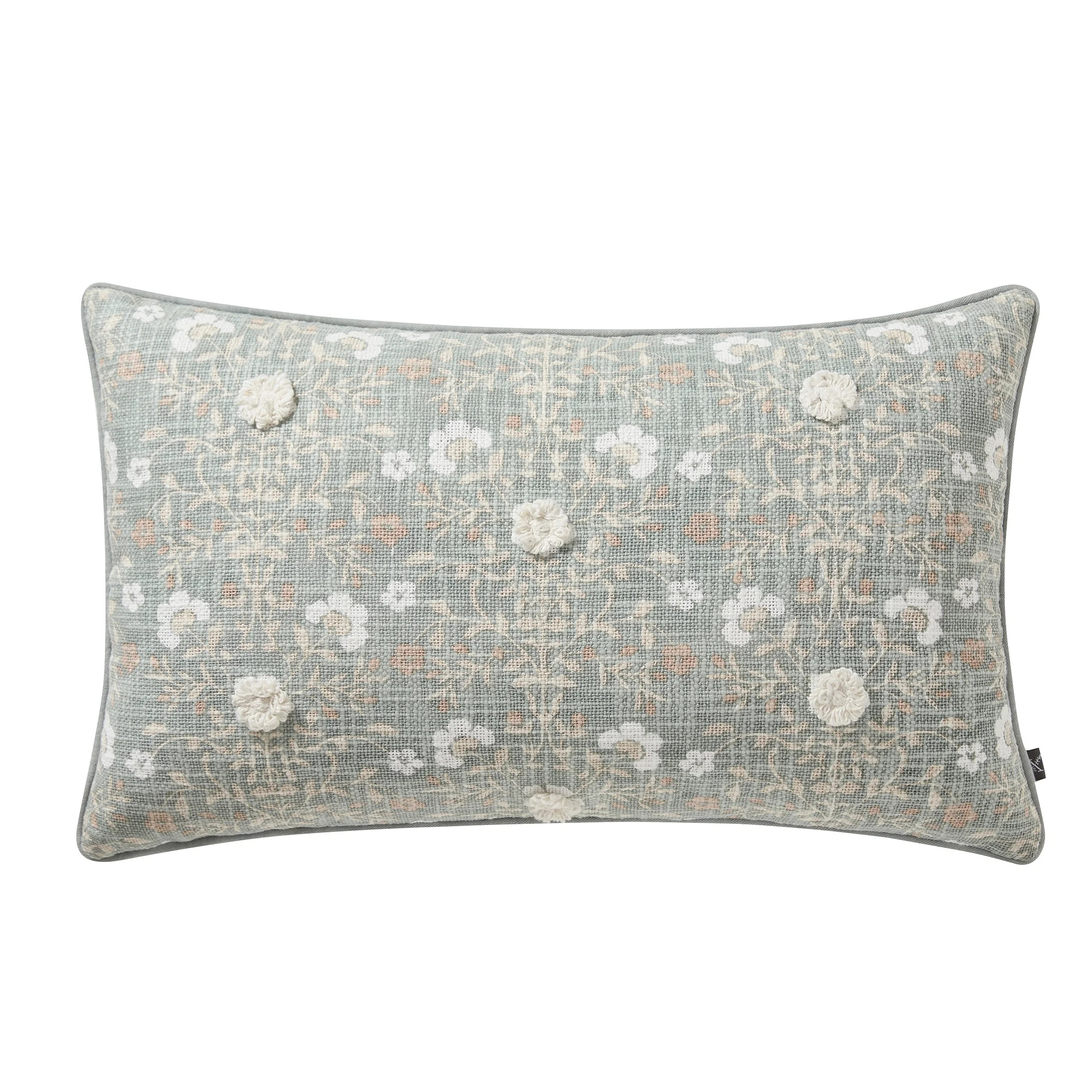 My Texas House 14" x 24" Fara Dusty Green Floral Oblong Cotton Decorative Pillow - Walmart.com | Walmart (US)