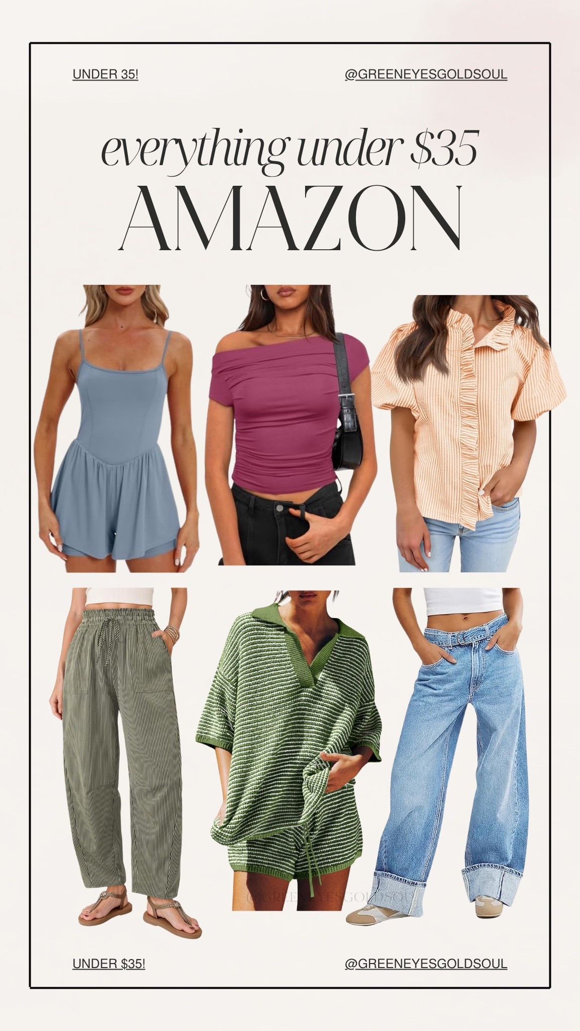 Amazon has been SO good lately 🤎✨ Rounded up some of the cutest fashion finds all under $35 including easy summer tops, breezy pants, relaxed denim, and comfy matching sets that look way more expensive than they are. These are the kind of pieces you’ll wear on repeat all season long 👏 Which one is going in your cart first?

#AmazonFashion #AmazonFinds #AffordableFashion #SummerStyle #AmazonStyle #FashionFinds #CapsuleWardrobe #NeutralStyle #CasualChic #EverydayStyle #SummerOutfits #TrendingFashion #AmazonOutfits #LTKStyle #LTKFinds #WideLegJeans #MatchingSet #VacationStyle #CoastalStyle #BudgetFashion

Amazon fashion finds, Amazon outfits, Amazon clothing under $35, affordable Amazon fashion, summer fashion finds, casual chic outfits, wide leg jeans, matching lounge set, striped knit set, summer tops, vacation outfits, trendy Amazon clothes, neutral fashion, affordable style, capsule wardrobe pieces, comfy summer outfits, everyday fashion, viral Amazon fashion, women’s Amazon clothing, budget friendly outfits

#LTKootd #LTKU #LTKTravel