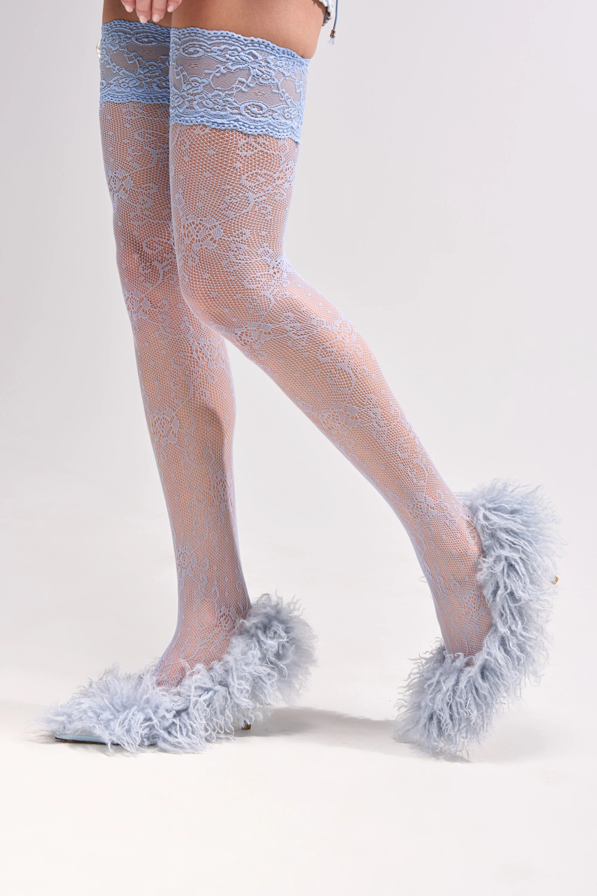 AZALEA WANG JAMEEKA BABY BLUE CURLY FUR PUMP STILETTO HEEL | AKIRA