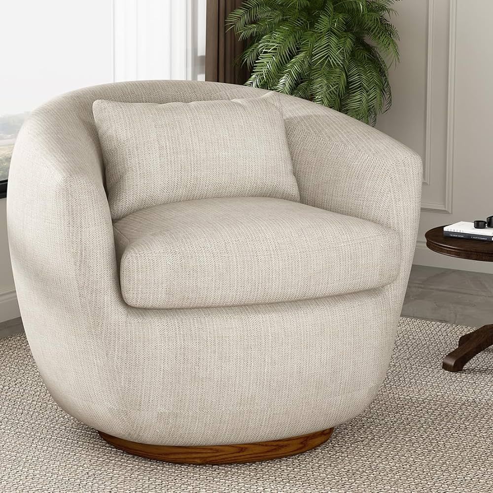 Swivel Barrel Chair, Round Swivel Accent Chair Armchair, Modern Fabric Upholstered 360 Degree Swi... | Amazon (US)