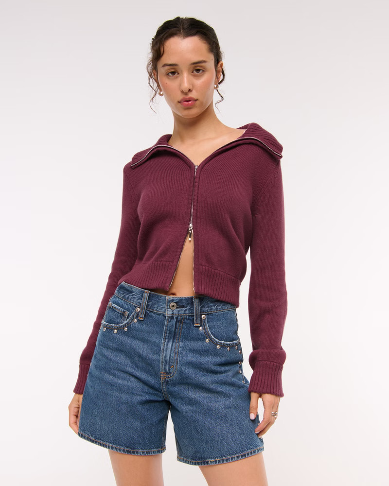 Women's Double Zipper Western Cardigan | Women's Tops | Abercrombie.com | Abercrombie & Fitch (US)