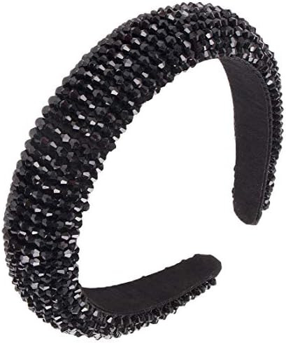 Padded Headband For Women Beaded Rhinestone Headbands Shiny Sparkle Crystal All Handmade 3 Cm Wid... | Amazon (US)