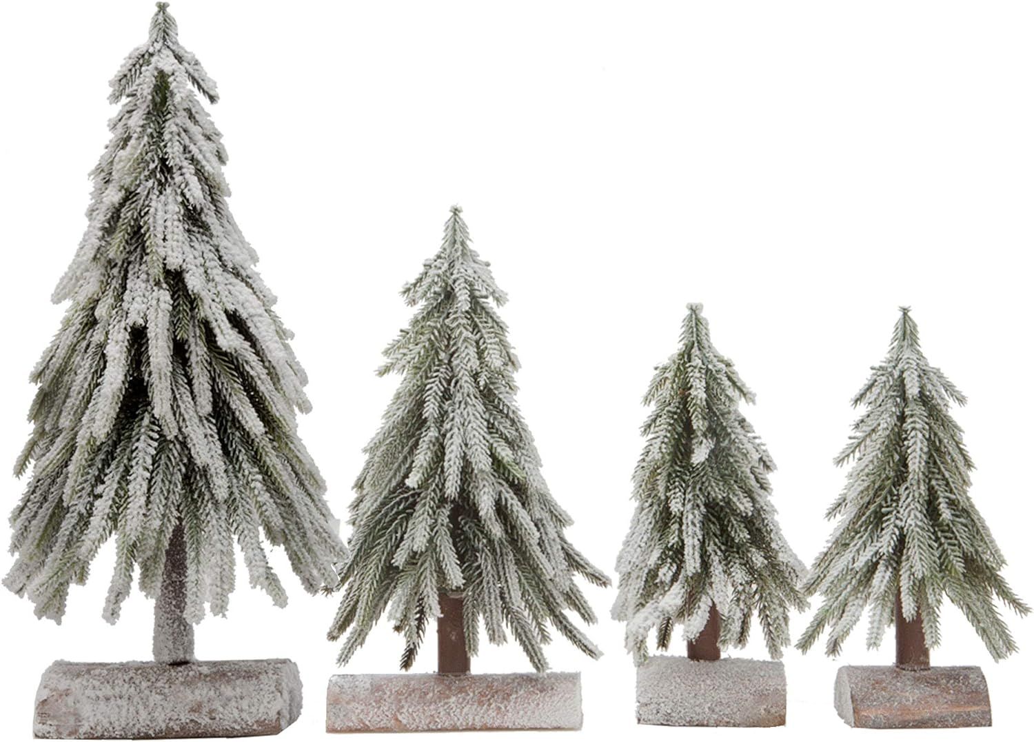 VGIA 4pcs Mini Christmas Trees Separate Spray Snow Christmas Trees with Wooden Bases | Amazon (US)