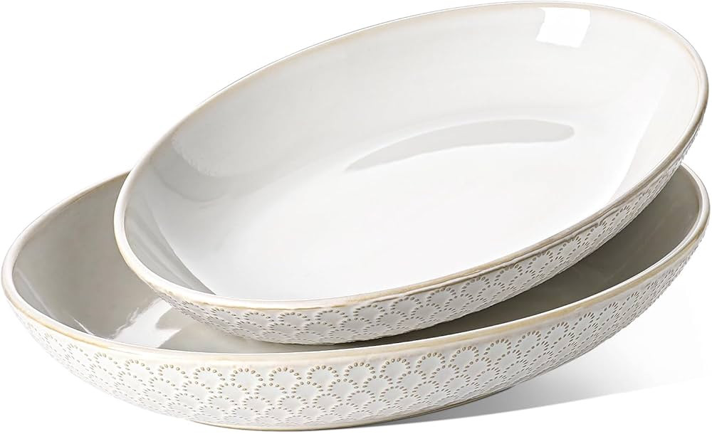 LE TAUCI Serving Bowls, Large Oval Platters for Entertaining, 11.8" + 13.7" Ceramic Serving Tray ... | Amazon (US)