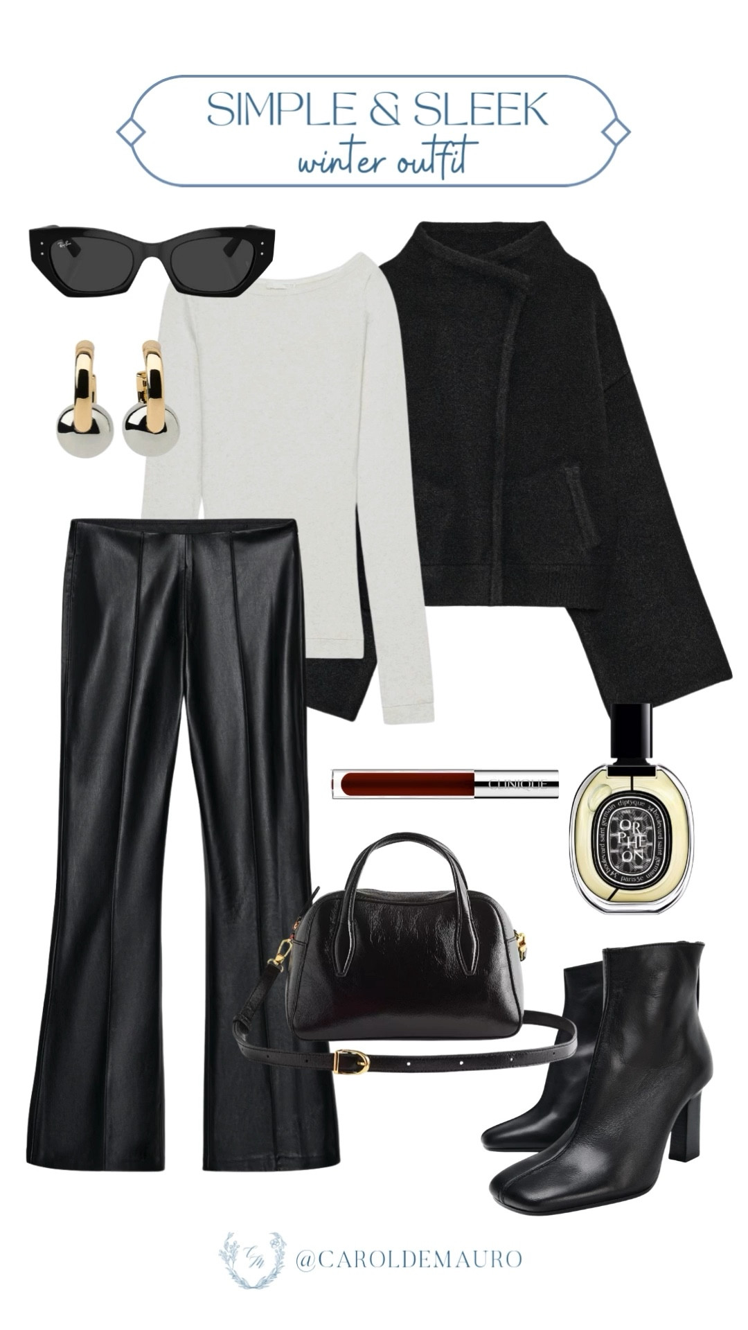 Keeping things simple and sleek with this monochrome winter look! The mix of leather textures and gold accents makes it the perfect effortless outfit for the colder months.

old money aesthetic, clean girl look, dressy outfit, luxe layers, statement pieces, elegant style, classy chic, all black style

#LTKSeasonal #LTKFindsUnder50 #LTKU