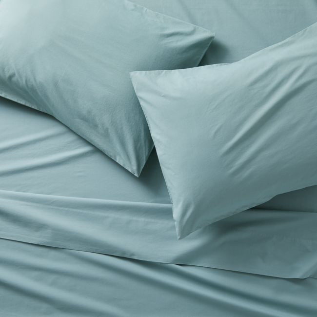 Parachute Brushed Cotton Ocean Full Top Sheet | Crate & Barrel