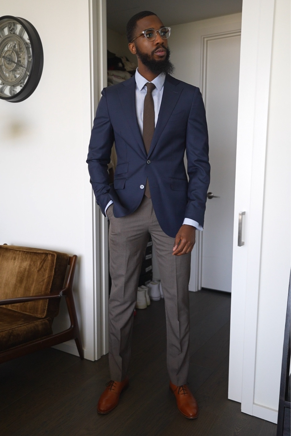 Navy Blue and Brown fall color combination suit & tie  outfit. Link to all pieces down below ⬇️.

#LTKmens