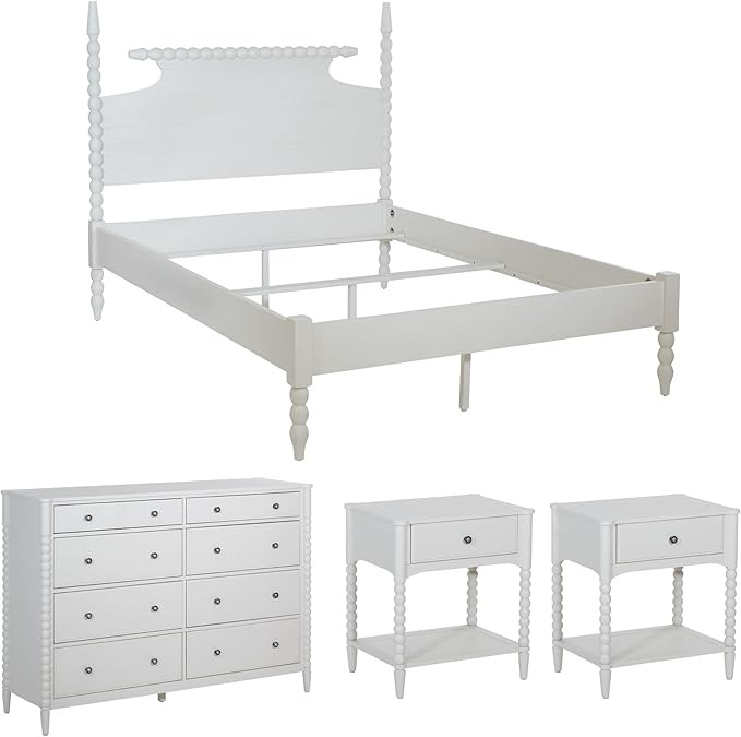 OSP Home Furnishings Spindle Design Cottage Style 6-Piece Queen Bedroom Set, Includes Complete Be... | Amazon (US)