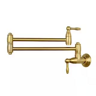 Wall-Mounted Pot Filler Faucet in Brushed Gold | The Home Depot