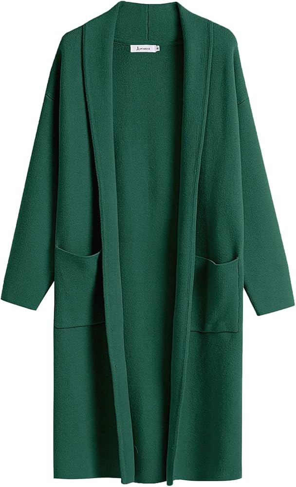 ANRABESS Women's 2023 Fall Cardigan Sweater Long Sleeve Open Front Lapel Coat Casual Knit Coatiga... | Amazon (US)