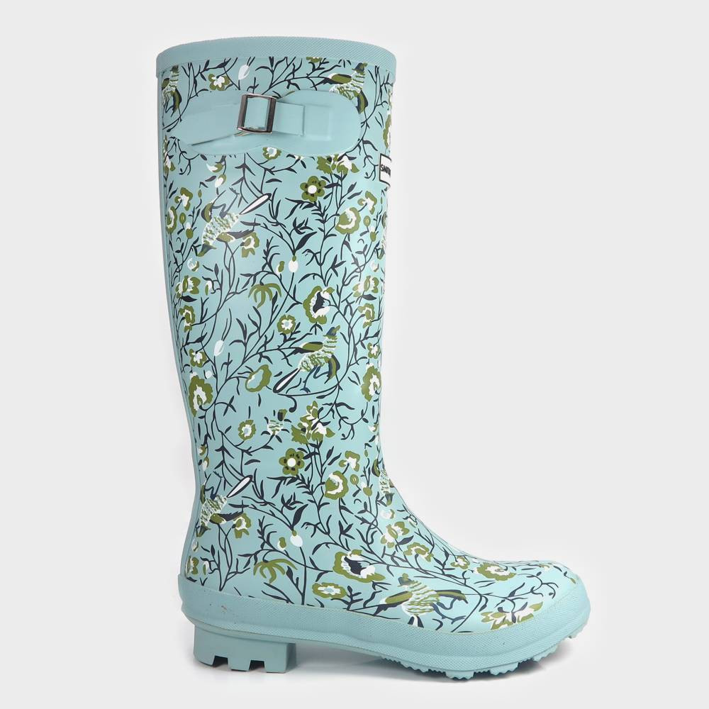 Women's Tall Floral Rain Boots Blue 8 - Smith & Hawken | Target