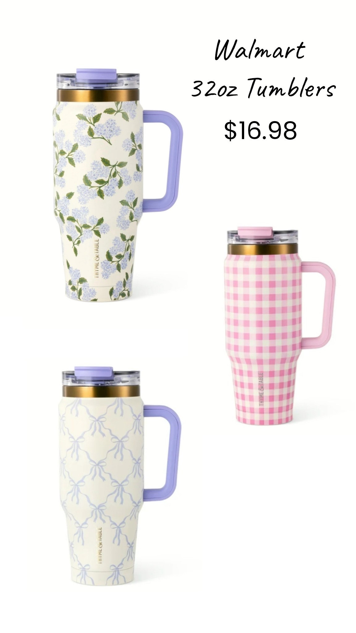 Walmart Thyme & Table Tumblers for $16.98

Water bottle, tumbler, stainless steel bottle, Stanley dupe, hydrangeas, Grandmillenial, bows, gingham 

#LTKHome #LTKFindsUnder50