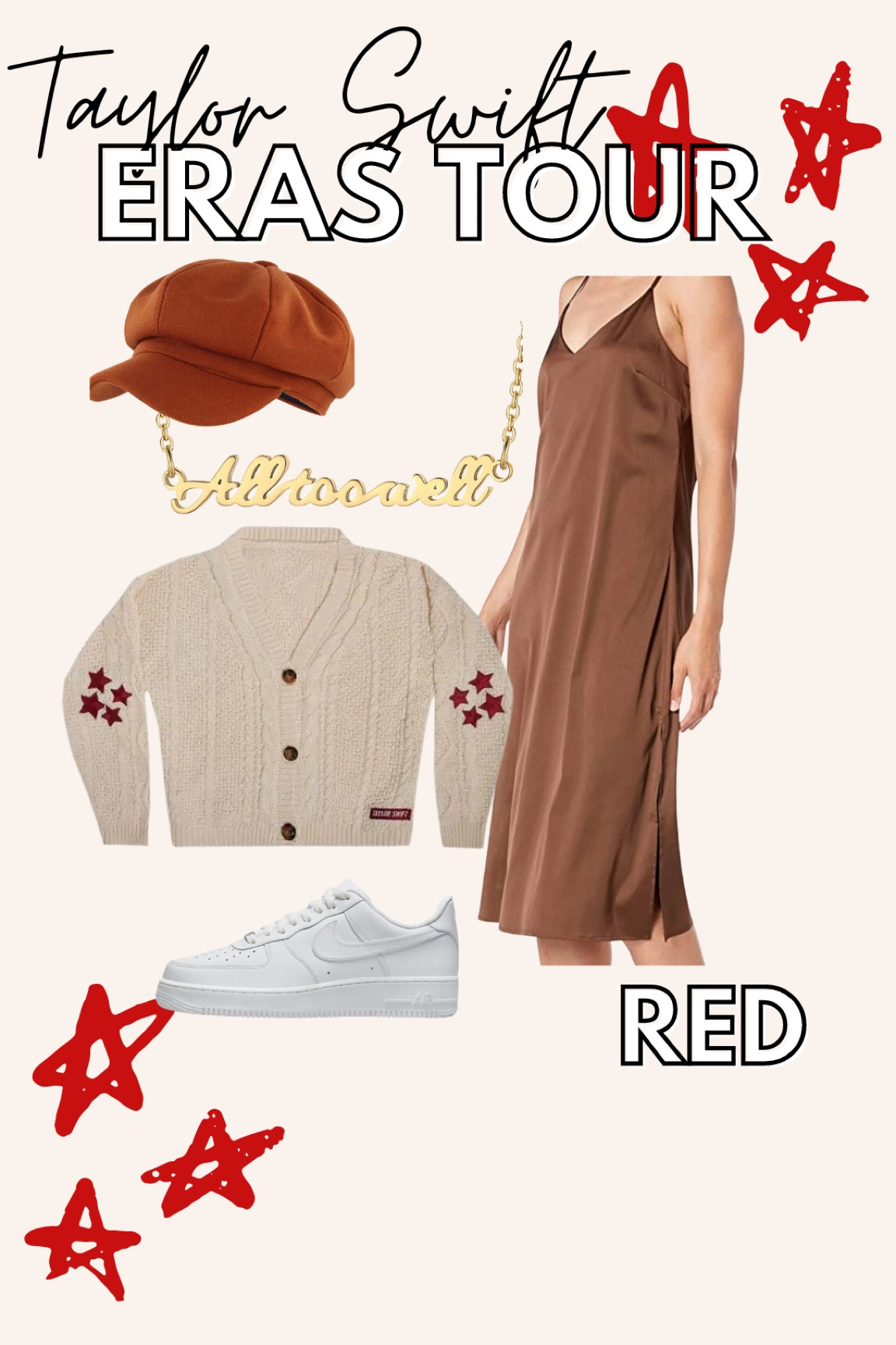 All Too Well (10 Minute Version) (Taylor’s Version) album cover outfit. I may be the most impressed with this look & I know other Swifties will be too❤️ 

It’s okay if you didn’t snag the infamous Red cardigan from the Taylor Nation merch store. I found a DUPE you will LOVE. 

Linked similar necklace choices. The ones pictured are from ResinRina online.✨ She makes the BEST gifts for the Swiftie in your life. I love shopping small when I can! 

#LTKSeasonal #LTKHoliday #LTKstyletip