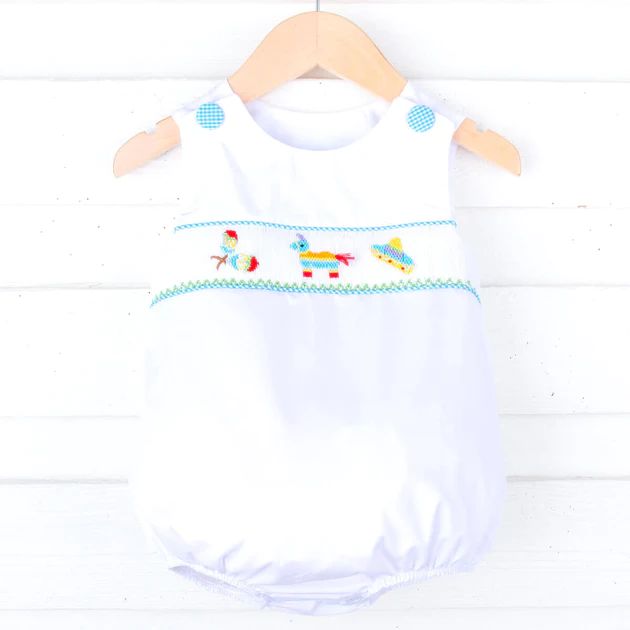 Time To Fiesta Smocked White Sun Bubble | Classic Whimsy