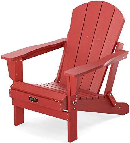 SERWALL Folding Adirondack Chair Patio Chairs Outdoor Chairs Painted Adirondack Chair Weather Res... | Amazon (US)