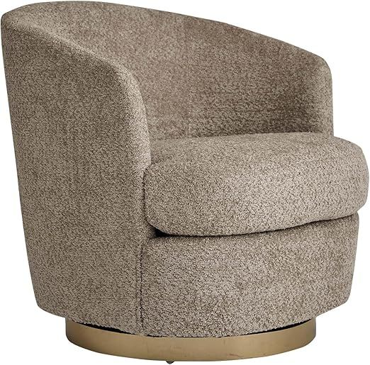 LOVSPATIO Modern Swivel Accent Round Chenille Fabic Barrel Club Chair with Metal Base for Bedroom... | Amazon (US)