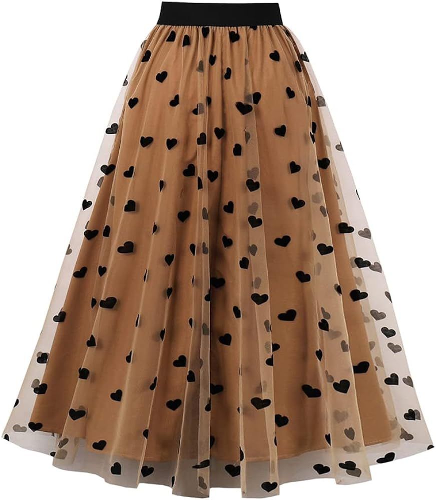 Leopard Print Skirt for Women Midi Length Elastic High Waist Flowy Long Skirt Shirring Cheetah Sk... | Amazon (US)