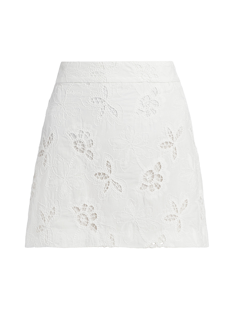 Women's Dawn Lace Cotton A-Line Miniskirt - White Flower - Size 00 | Saks Fifth Avenue